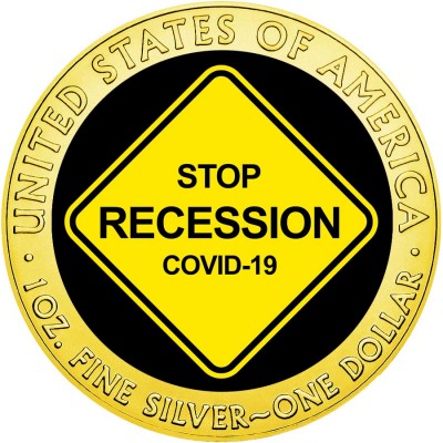 USA STOP RECESSION COVID-19 series CORONAVIRUS American Silver Eagle 2020 Walking Liberty $1 Silver coin Gold plated 1 oz